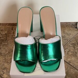 Elegant Metallic Green Mules